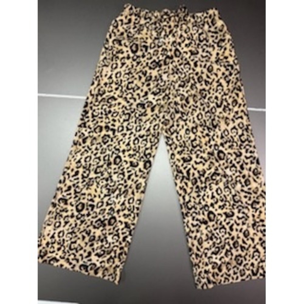 Catherine Malandrino Womens Leopard Print Wide Leg Lounge Pants Tan Black Size M